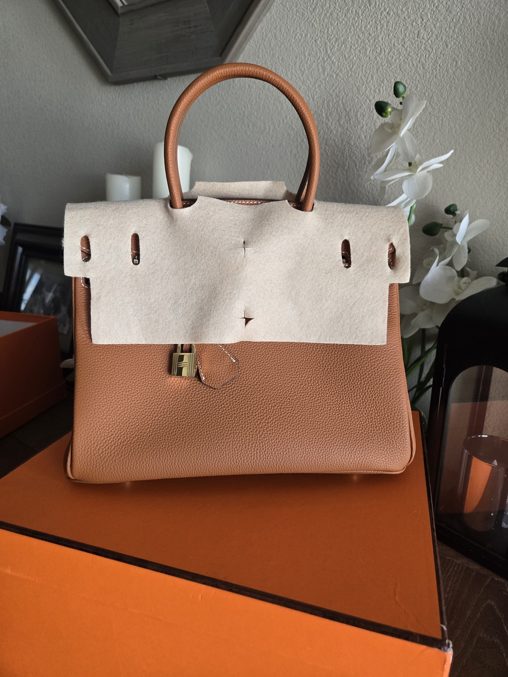 Brown Togo Leather Birkin-Style 30cm Top Handle Bag - Picture 2 of 7